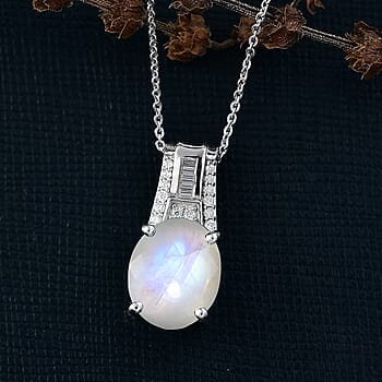Rainbow Moonstone / Rhodium Over Sterling Silver - Product card gallery slide 2 (10176741605689)