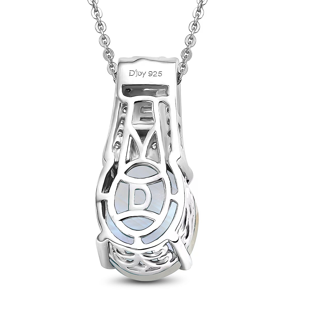 D'Joy Rainbow Moonstone and White Zircon Pendant Necklace in Rhodium Over Sterling Silver 20 Inches 5.10 ctw image number 4