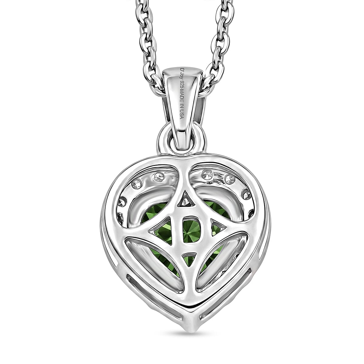 D'Joy Chrome Diopside and Moissanite 1.00 ctw Secret Garden Heart Pendant Necklace in Rhodium Over Sterling Silver 20 Inches image number 4