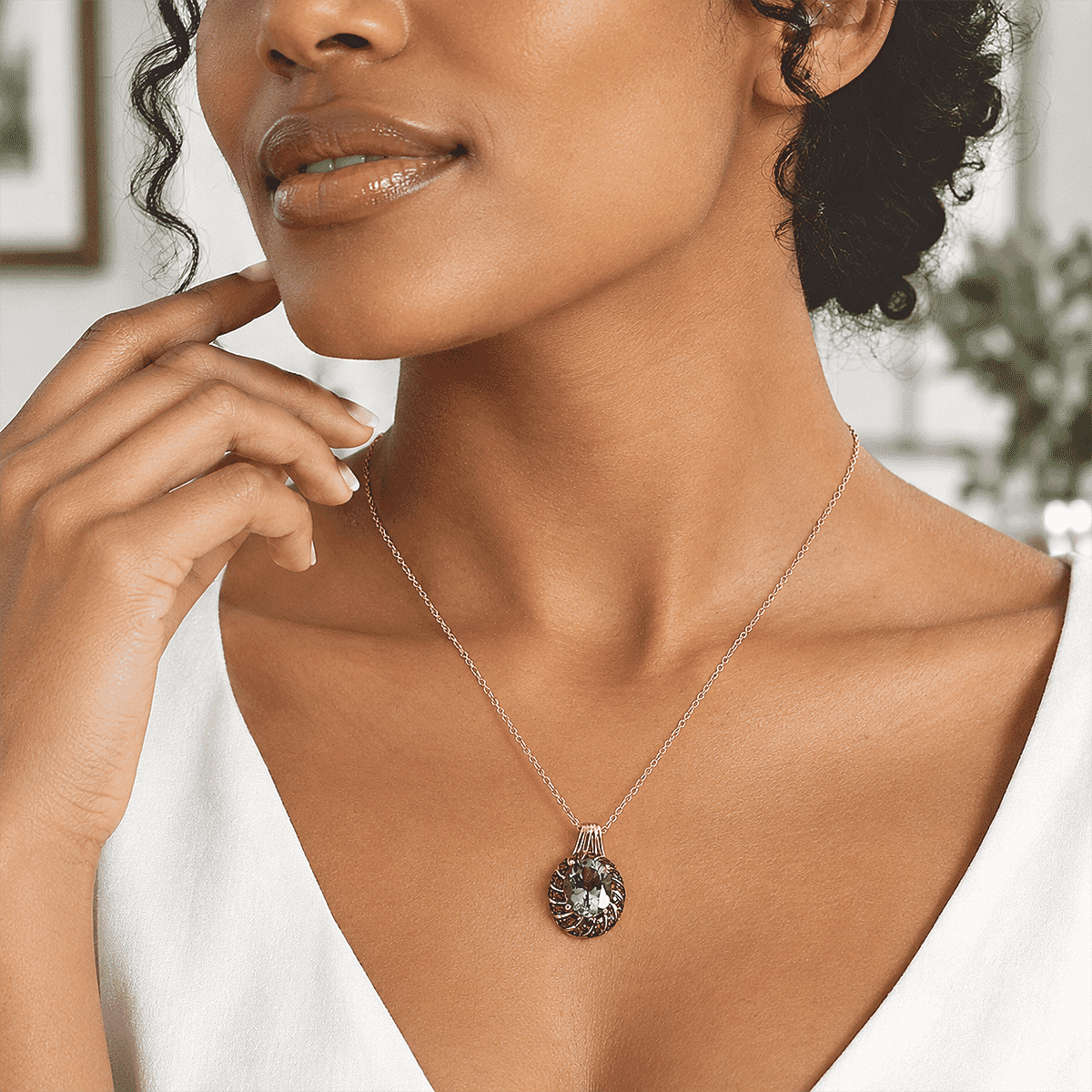 EverTrue Rose De Morocco and Mozambique Garnet 5.00 ctw Pendant in 18K RG Plated with ION Plated RG Stainless Steel Necklace 20 Inches