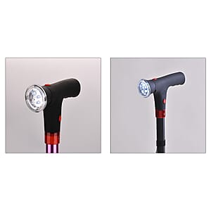 Soulsmart Set of 2 Black and Purple 2 Handles Foldable Smart Easy Up Cane with LED Light