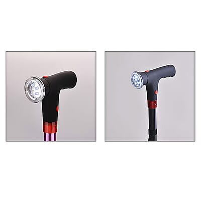 Soulsmart Set of 2 Black and Purple 2 Handles Foldable Smart Easy Up Cane with LED Light