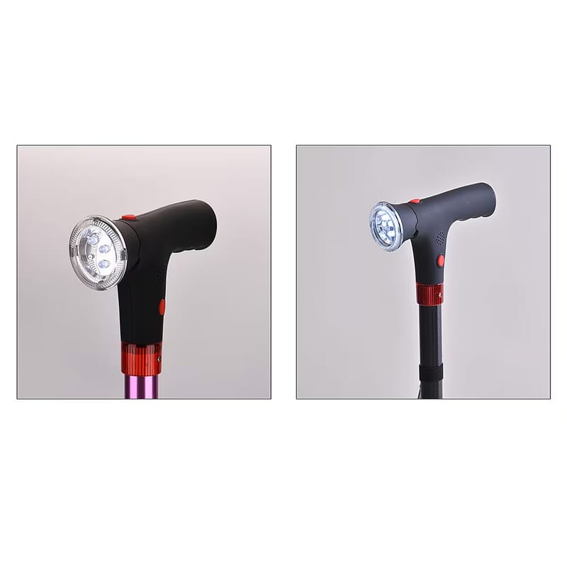 Soulsmart Set of 2 Black and Purple 2 Handles Foldable Smart Easy Up Cane with LED Light