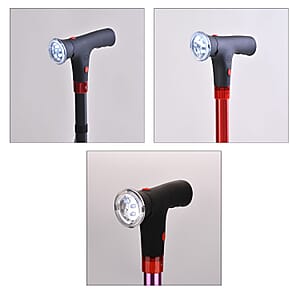 Soulsmart Set of 3 Black, Purple and Red 2 Handles Foldable Smart Easy Up Cane with LED Light