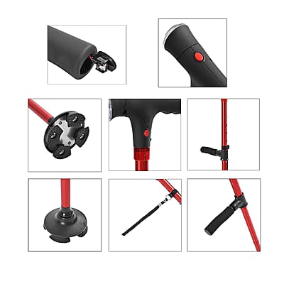 Soulsmart Set of 3 Black, Purple and Red 2 Handles Foldable Smart Easy Up Cane with LED Light