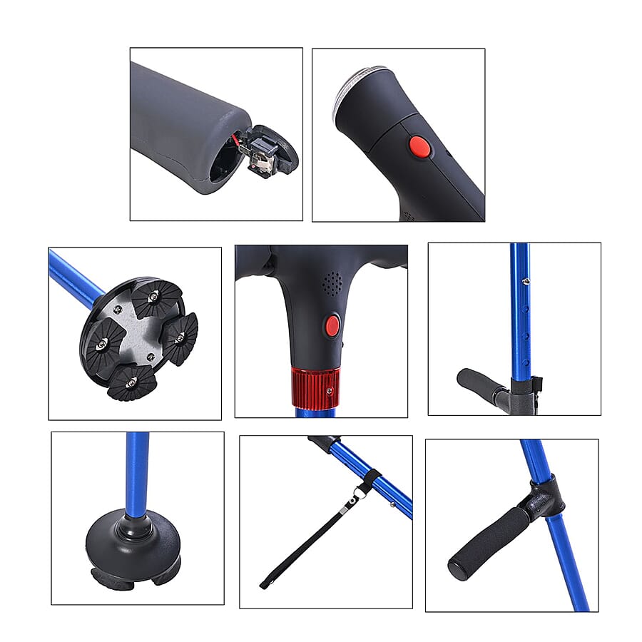 Soulsmart Set of 3 Black, Purple and Blue 2 Handles Foldable Smart Easy Up Cane with LED Light