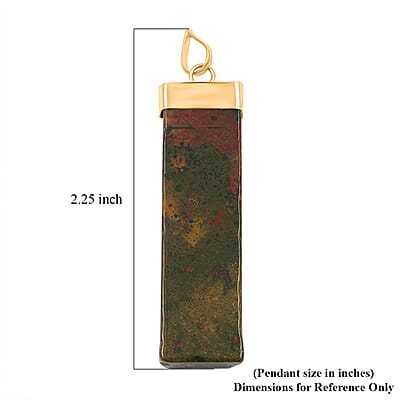 Jasper 36.00 ctw Rectangle Dragon Blood Pendant in Silvertone with Stainless Steel Necklace (20 Inches)