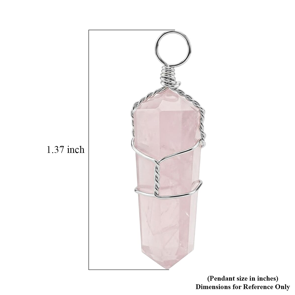 Galilea Rose Quartz 18.00 ctw Taper Point Pendant in Silvertone with Stainless Steel Necklace (20 Inches) image number 4
