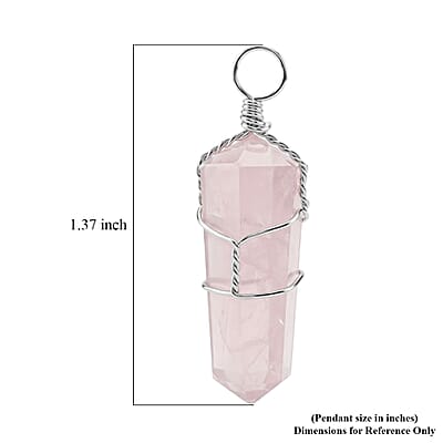 Galilea Rose Quartz 18.00 ctw Taper Point Pendant in Silvertone with Stainless Steel Necklace (20 Inches)