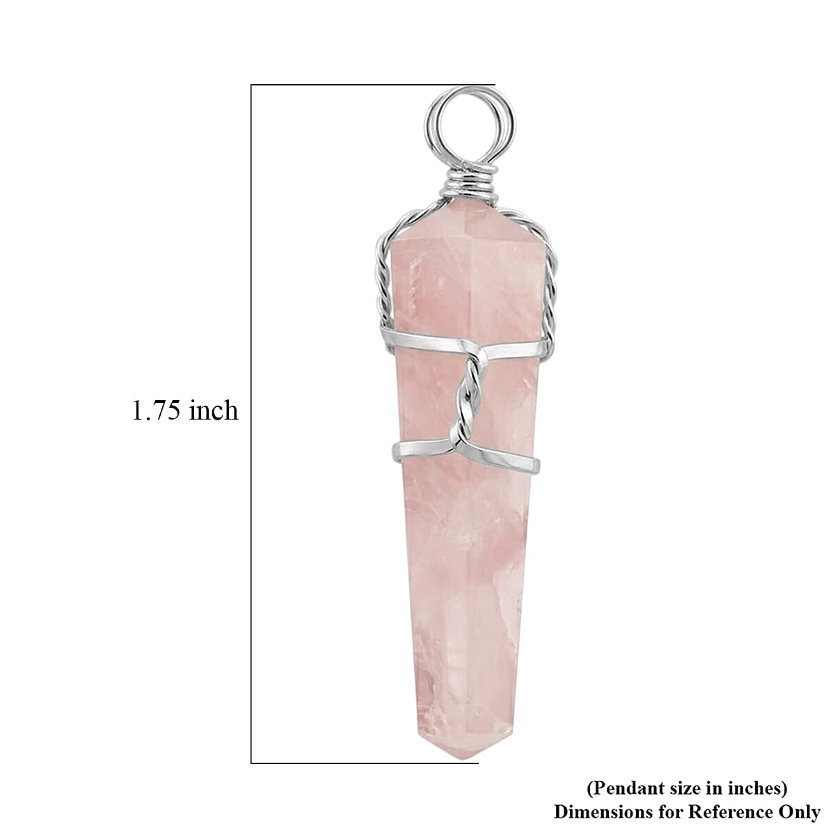 Galilea Rose Quartz 32.00 ctw Taper Point Pendant in Silvertone with Stainless Steel Necklace (20 Inches) image number 4