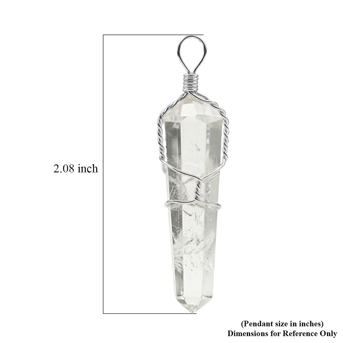 White Quartz 29.00 ctw Taper Point Pendant in Silvertone with Stainless Steel Necklace (20 Inches)
