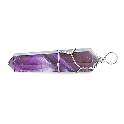 Amethyst Taper Point 29.00 ctw Pendant in Silvertone with Stainless Steel Necklace (20 Inches)