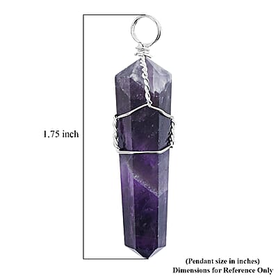Amethyst Taper Point 29.00 ctw Pendant in Silvertone with Stainless Steel Necklace (20 Inches)