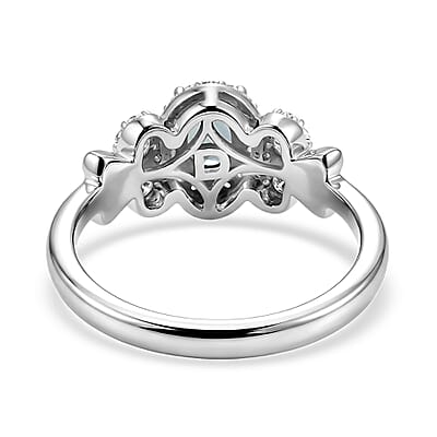 D'Joy Montana Sapphire and White Zircon 1.85 ctw Sky Radiance Statement Ring (Size 6.0) and Pendant Necklace 20 Inches in Rhodium Over Sterling Silver