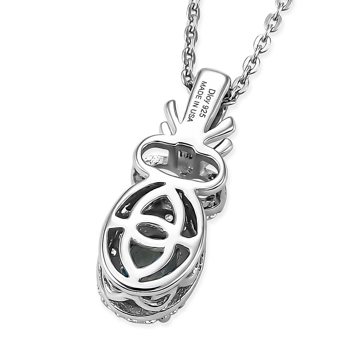 D'Joy Montana Sapphire and White Zircon 1.85 ctw Sky Radiance Statement Ring (Size 6.0) and Pendant Necklace 20 Inches in Rhodium Over Sterling Silver (Del. in 8-10 Days) image number 8