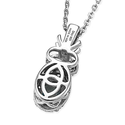 D'Joy Montana Sapphire and White Zircon 1.85 ctw Sky Radiance Statement Ring (Size 6.0) and Pendant Necklace 20 Inches in Rhodium Over Sterling Silver