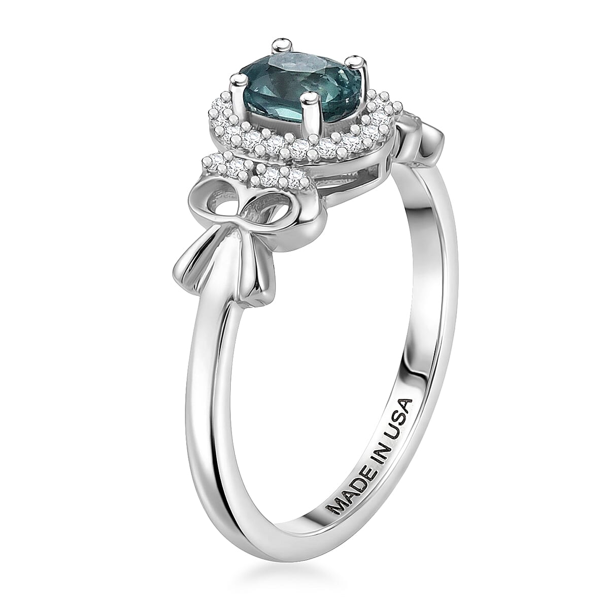 D'Joy Montana Sapphire and White Zircon 1.85 ctw Sky Radiance Statement Ring (Size 7) and Pendant Necklace 20 Inches in Rhodium Over Sterling Silver