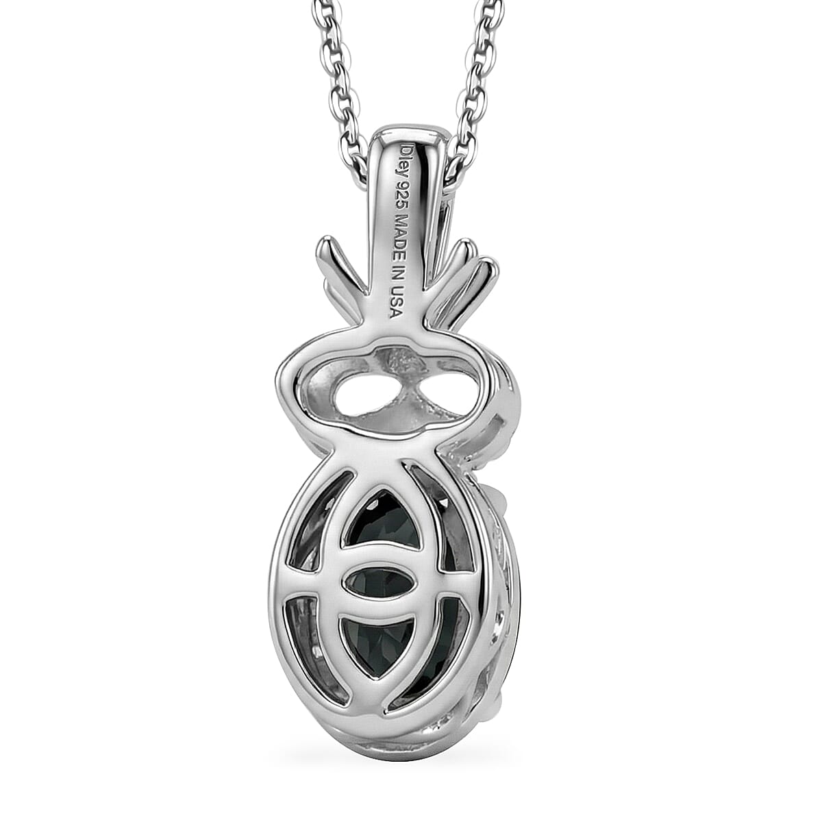 D'Joy Montana Sapphire and White Zircon 1.85 ctw Sky Radiance Statement Ring (Size 7) and Pendant Necklace 20 Inches in Rhodium Over Sterling Silver