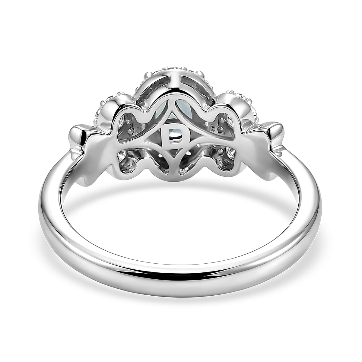 D'Joy Montana Sapphire and White Zircon 1.85 ctw Sky Radiance Statement Ring (Size 9) and Pendant Necklace 20 Inches in Rhodium Over Sterling Silver