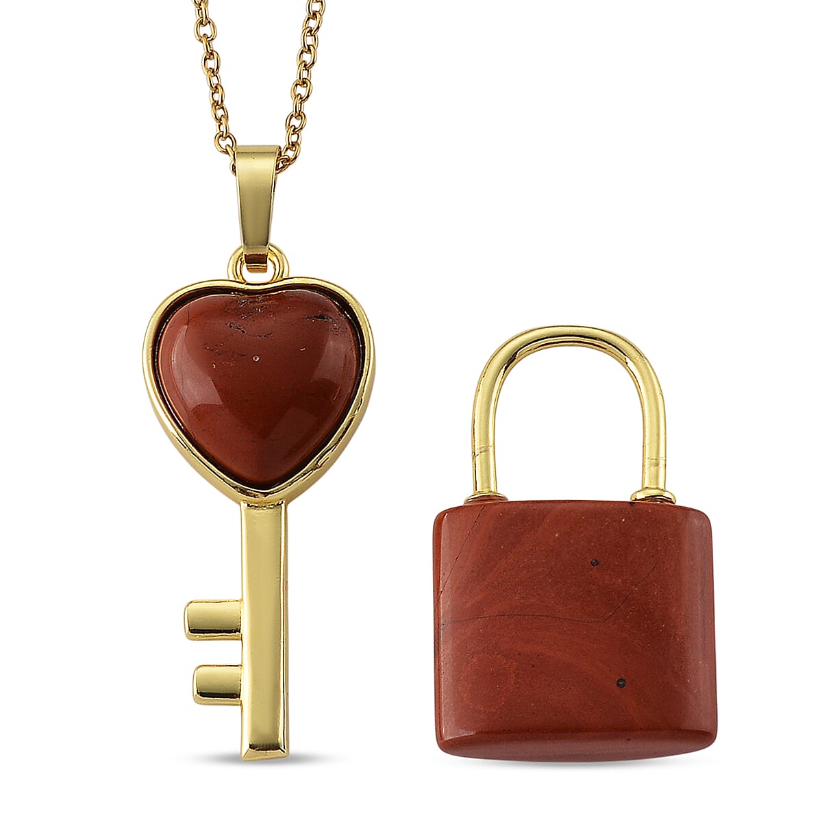 Red Jasper Set of 2 Pendant without Chain in Goldtone 40.00 ctw