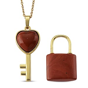 Red Jasper 40.00 ctw Set of 3 Pendant without Chain in Goldtone