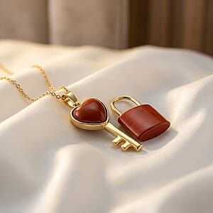 Red Jasper 40.00 ctw Set of 3 Pendant without Chain in Goldtone