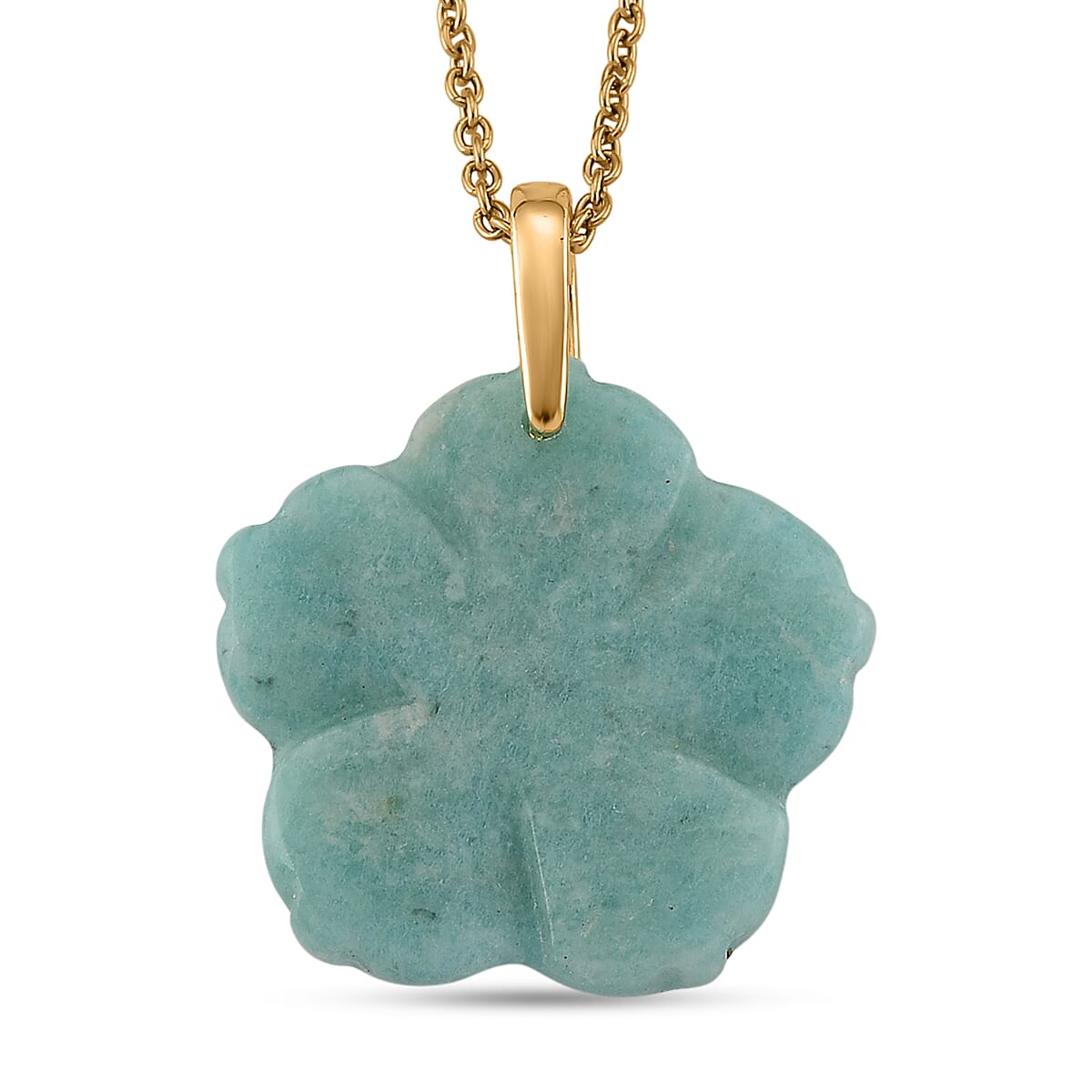 Amazonite and Austrian Crystal 25.00 ctw Pendant in Goldtone with ION Plated YG Stainless Steel Necklace 20 Inches