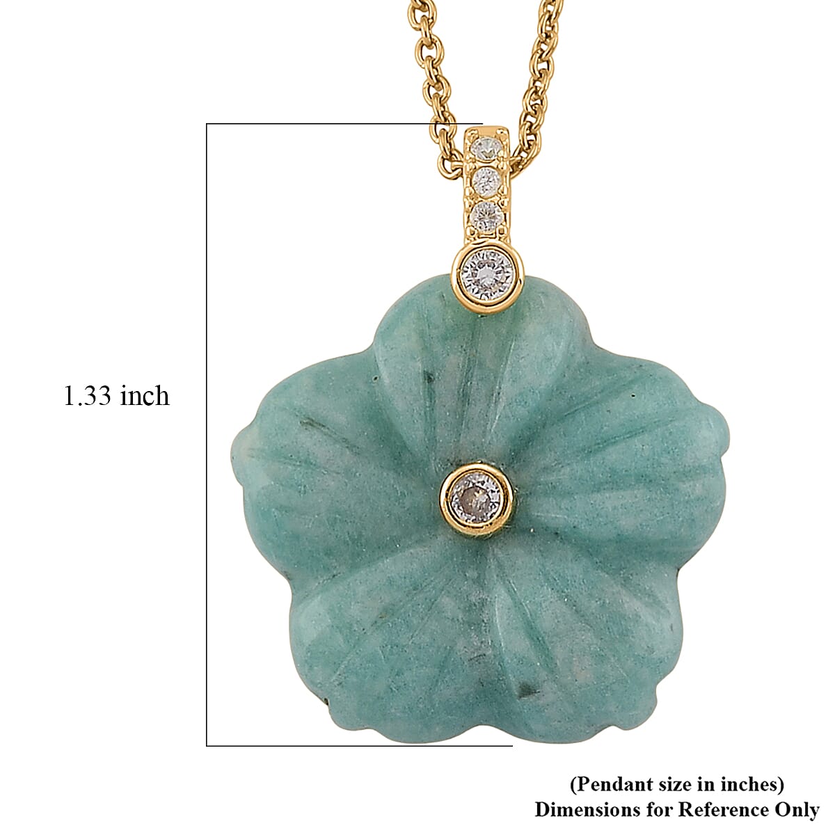 Amazonite and Austrian Crystal 25.00 ctw Pendant in Goldtone with ION Plated YG Stainless Steel Necklace 20 Inches