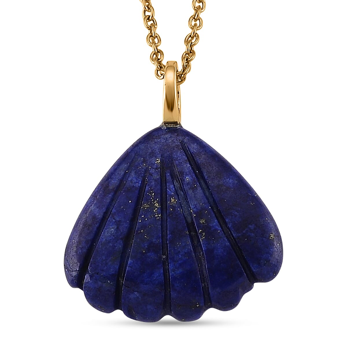 Lapis Lazuli and Austrian Crystal 10.00 ctw Pendant in Goldtone with ION Plated YG Stainless Steel Necklace 20 Inches