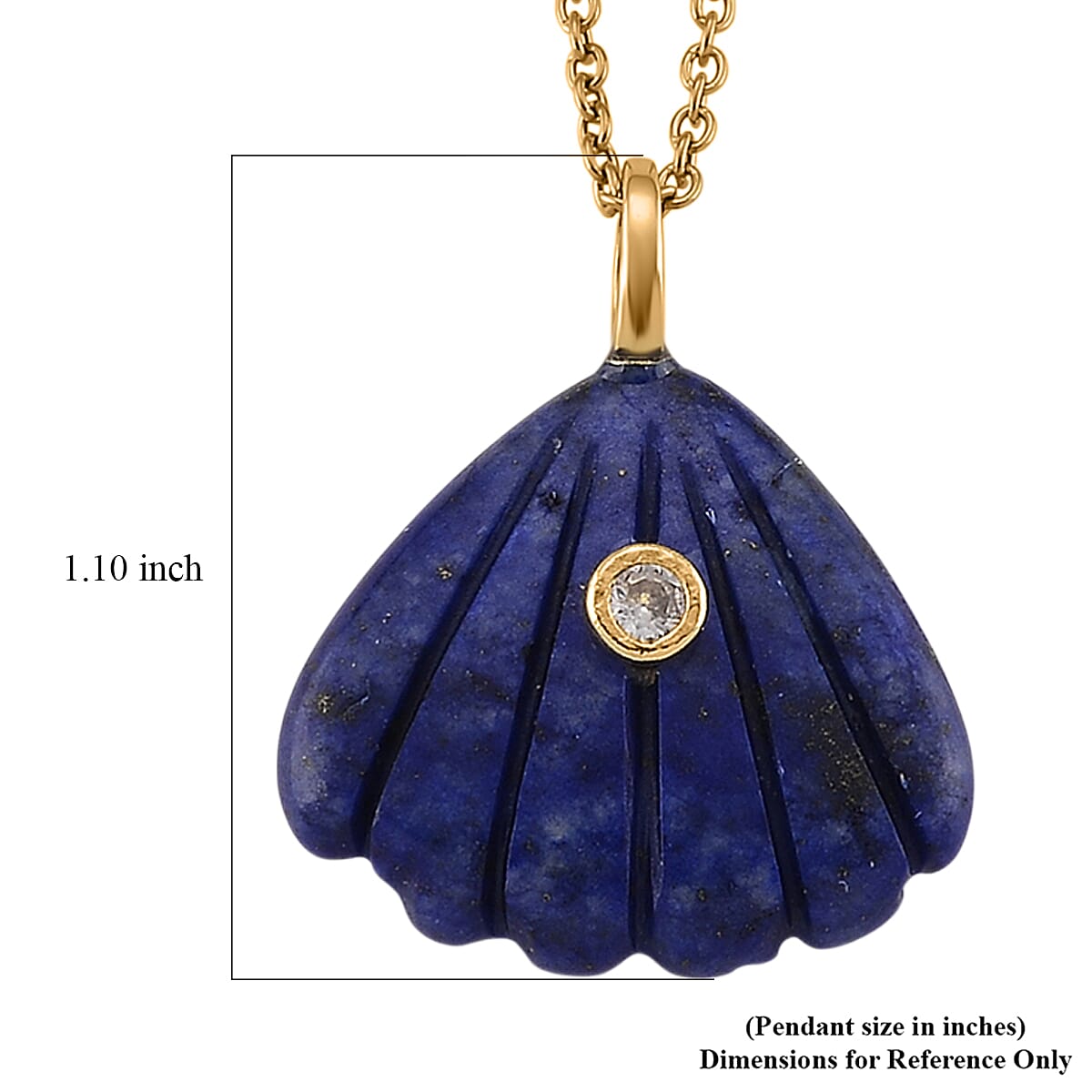 Lapis Lazuli and Austrian Crystal 10.00 ctw Pendant in Goldtone with ION Plated YG Stainless Steel Necklace 20 Inches