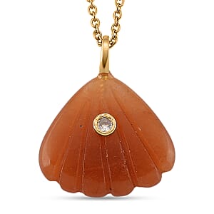 Agate and Austrian Crystal 10.00 ctw Pendant in Goldtone with ION Plated YG Stainless Steel Necklace 20 Inches