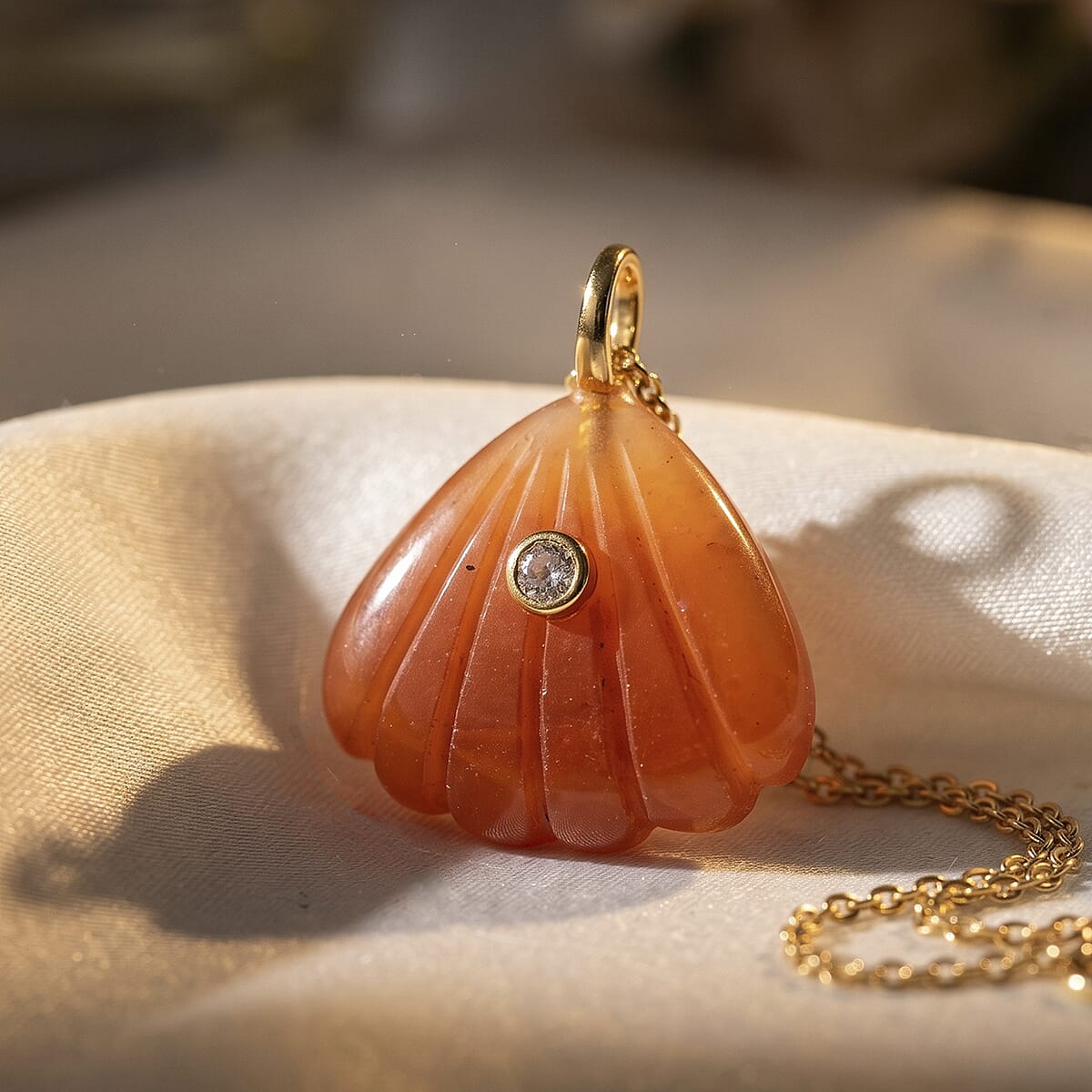 Agate and Austrian Crystal 10.00 ctw Pendant in Goldtone with ION Plated YG Stainless Steel Necklace 20 Inches image number 1