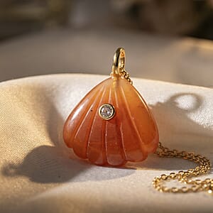 Agate and Austrian Crystal 10.00 ctw Pendant in Goldtone with ION Plated YG Stainless Steel Necklace 20 Inches
