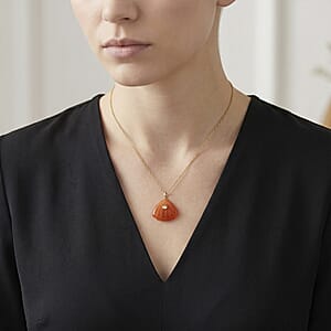 Agate and Austrian Crystal 10.00 ctw Pendant in Goldtone with ION Plated YG Stainless Steel Necklace 20 Inches