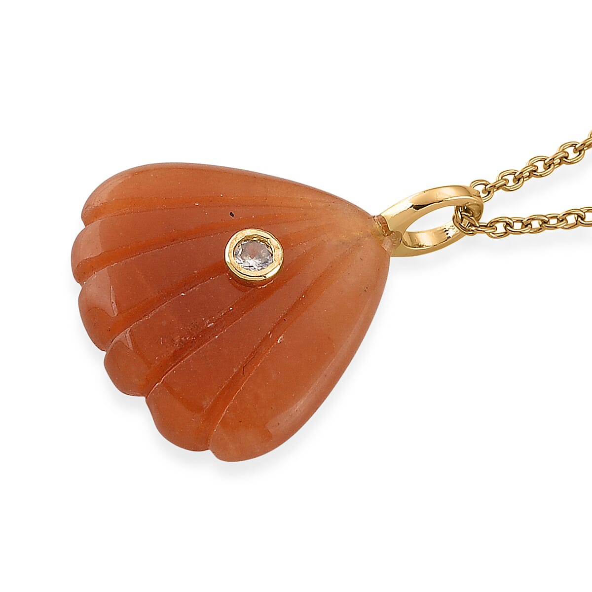 Agate and Austrian Crystal 10.00 ctw Pendant in Goldtone with ION Plated YG Stainless Steel Necklace 20 Inches image number 3