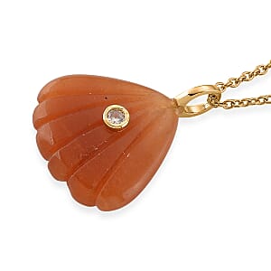 Agate and Austrian Crystal 10.00 ctw Pendant in Goldtone with ION Plated YG Stainless Steel Necklace 20 Inches