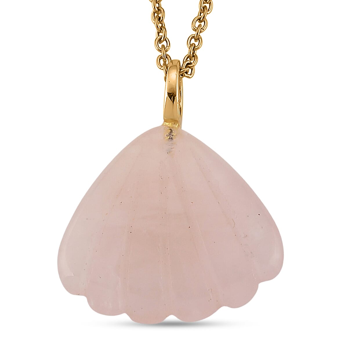 Roe Quartz and Austrian Crystal 10.00 ctw Pendant in Goldtone with ION Plated YG Stainless Steel Necklace 20 Inches image number 4