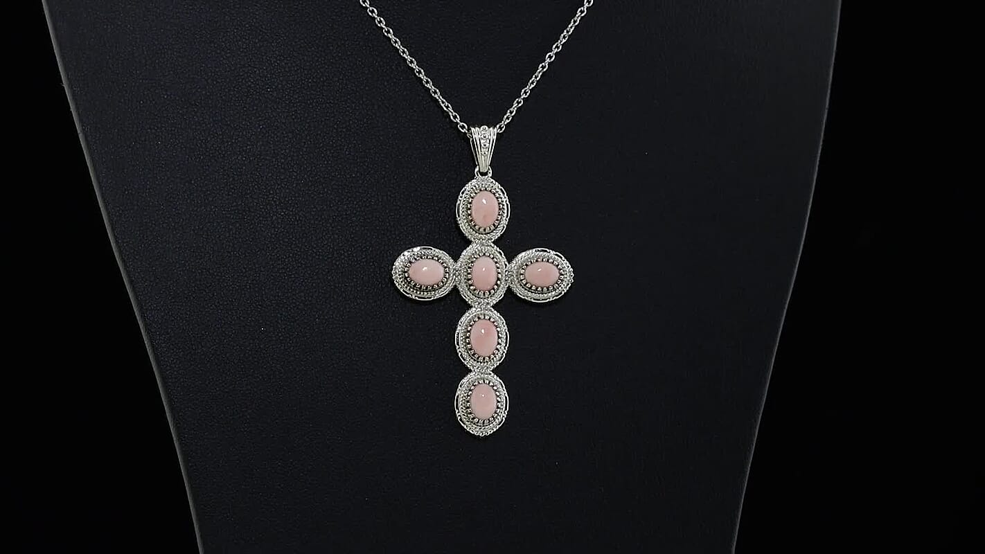 EverTrue Premium Oregon Peach Opal Pendant in Platinum Bond with Stainless Steel Necklace (20 Inches) 4.30 ctw