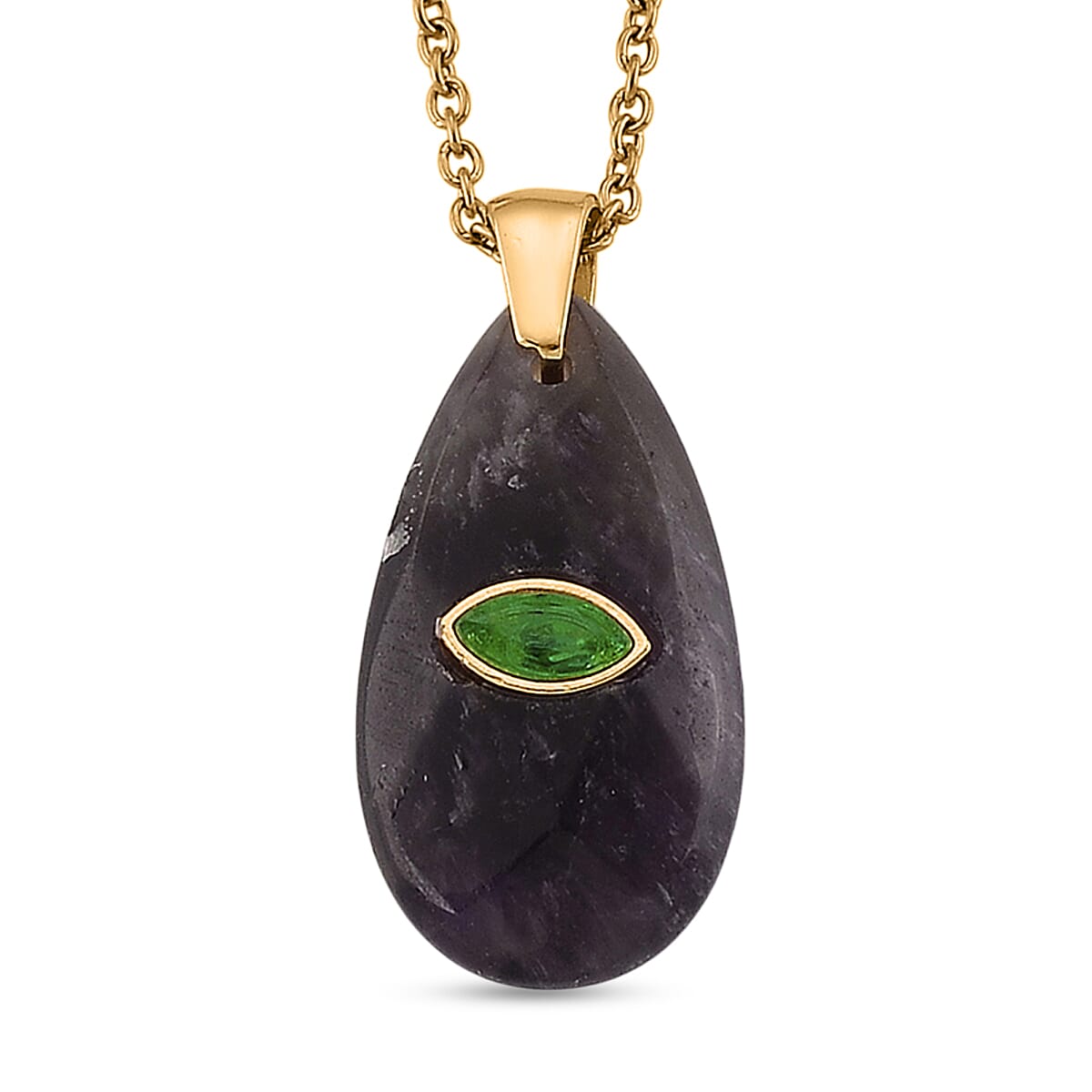 African Amethyst, Austrian Crystal Pendant in Goldtone with ION Plated YG Stainless Steel Necklace (20 Inches) 10.00 ctw