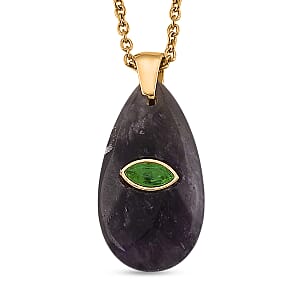 African Amethyst and Austrian Crystal 10.00 ctw Pendant in Goldtone with ION Plated YG Stainless Steel Necklace 20 Inches