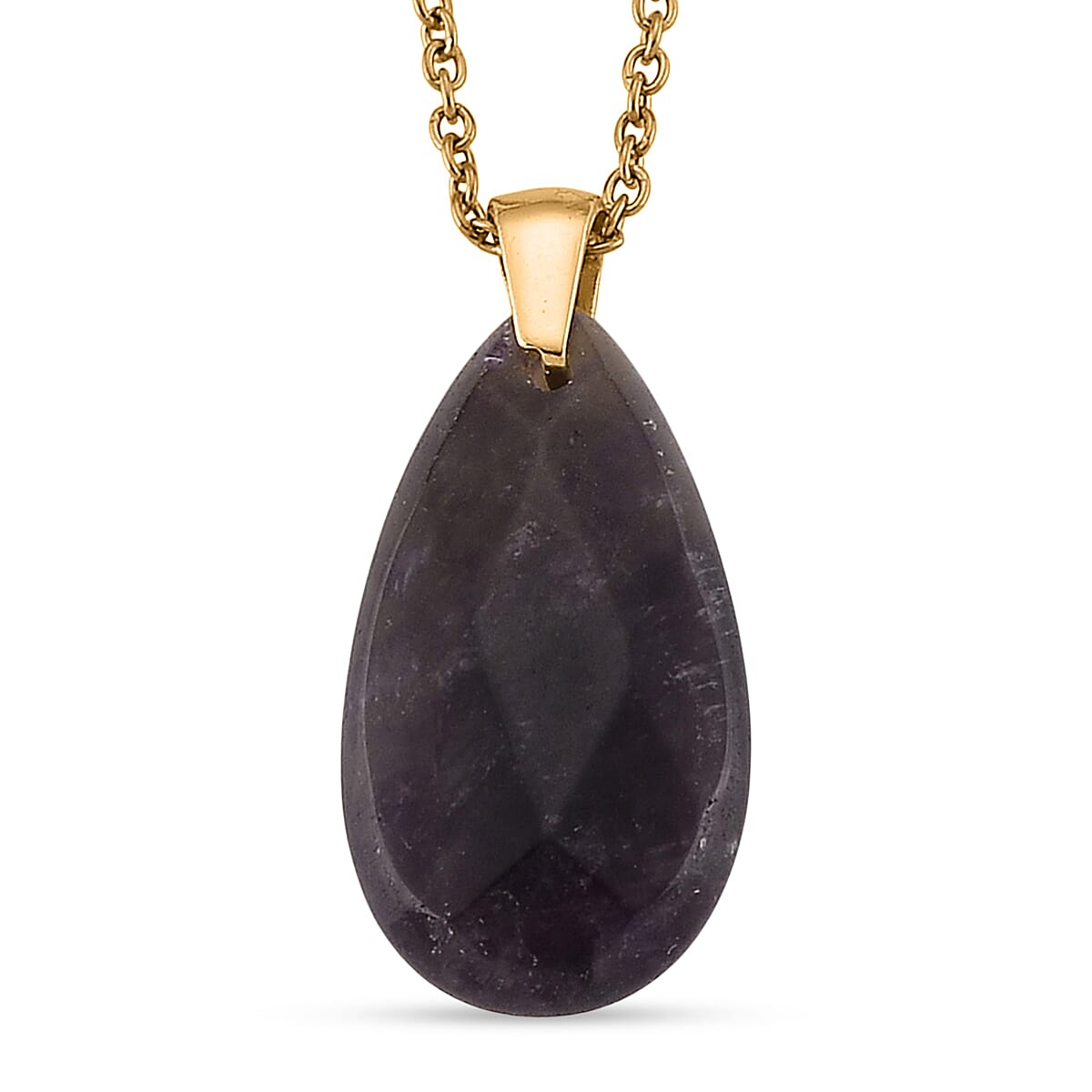 African Amethyst and Austrian Crystal 10.00 ctw Pendant in Goldtone with ION Plated YG Stainless Steel Necklace 20 Inches
