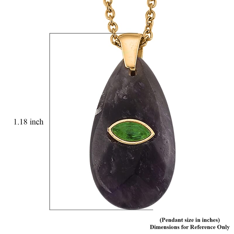 African Amethyst and Austrian Crystal 10.00 ctw Pendant in Goldtone with ION Plated YG Stainless Steel Necklace 20 Inches