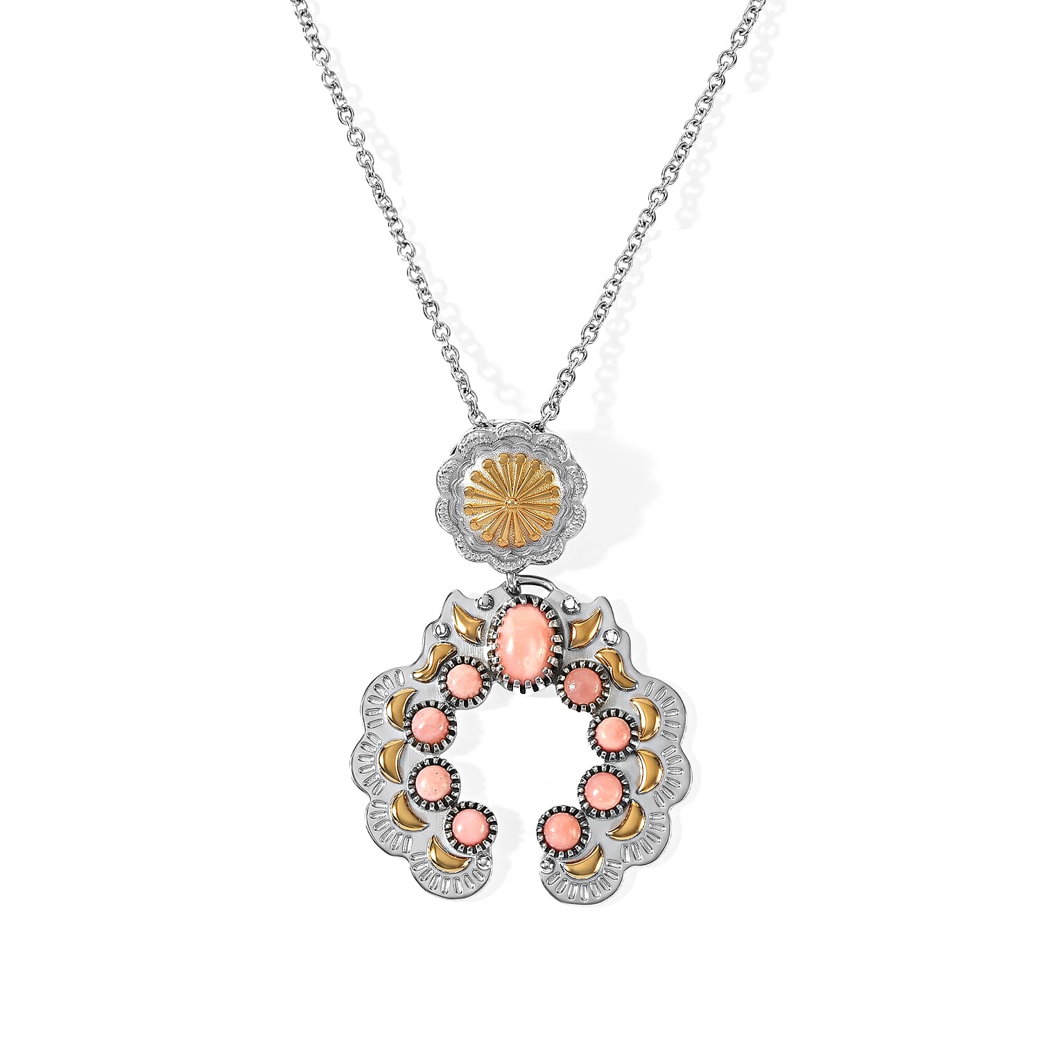 EverTrue Premium Oregon Peach Opal 1.55 ctw Pendant in Platinum Bond with Stainless Steel Necklace 20 Inches
