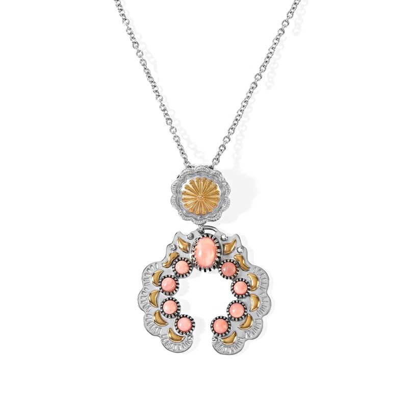 EverTrue Premium Oregon Peach Opal 1.55 ctw Pendant in Platinum Bond with Stainless Steel Necklace 20 Inches
