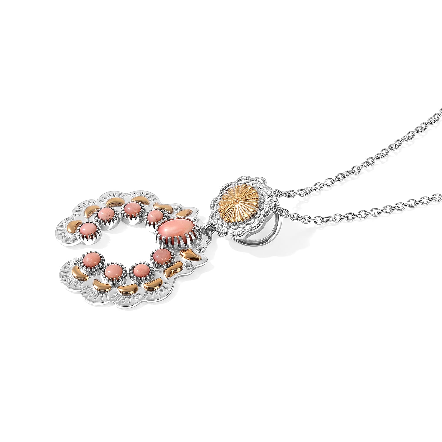EverTrue Premium Oregon Peach Opal 1.55 ctw Pendant in Platinum Bond with Stainless Steel Necklace 20 Inches