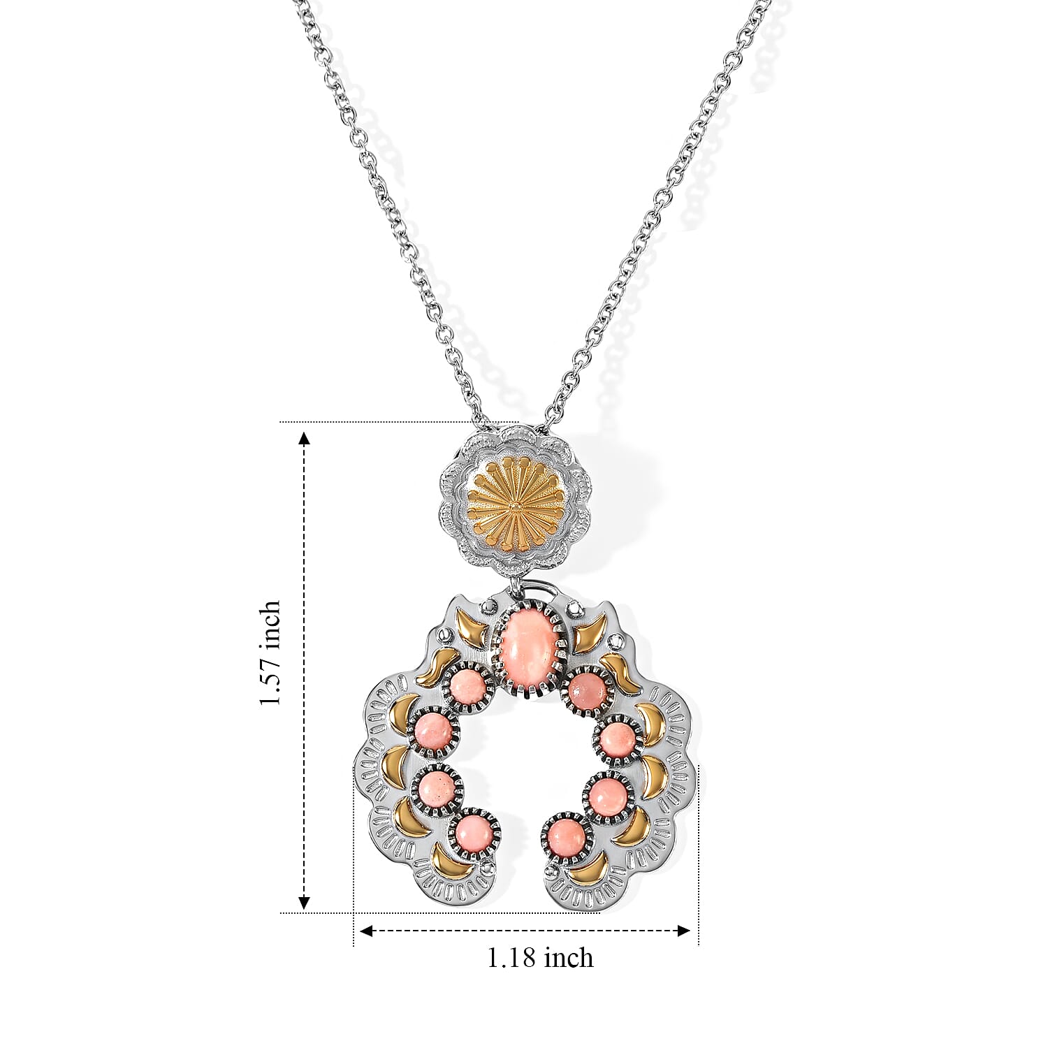 EverTrue Premium Oregon Peach Opal 1.55 ctw Pendant in Platinum Bond with Stainless Steel Necklace 20 Inches