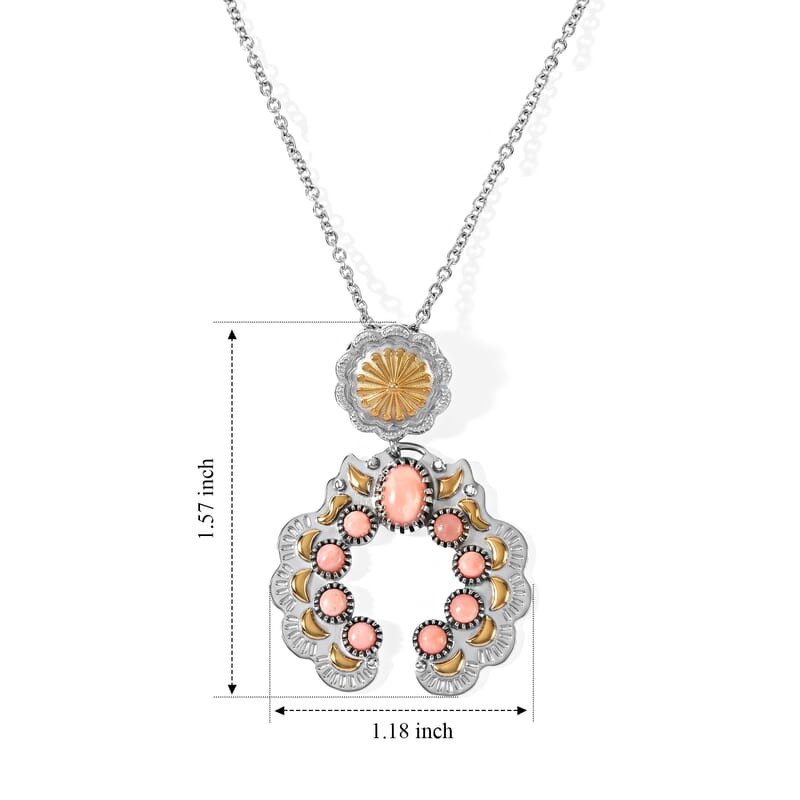 EverTrue Premium Oregon Peach Opal 1.55 ctw Pendant in Platinum Bond with Stainless Steel Necklace 20 Inches