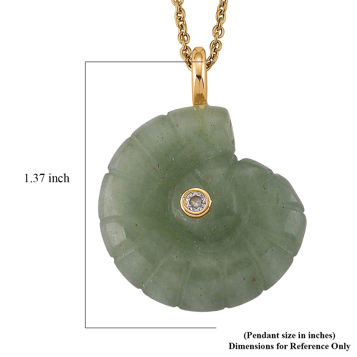 Green Aventurine and Austrian Crystal 35.00 ctw Pendant in Goldtone with ION Plated YG Stainless Steel Necklace 20 Inches