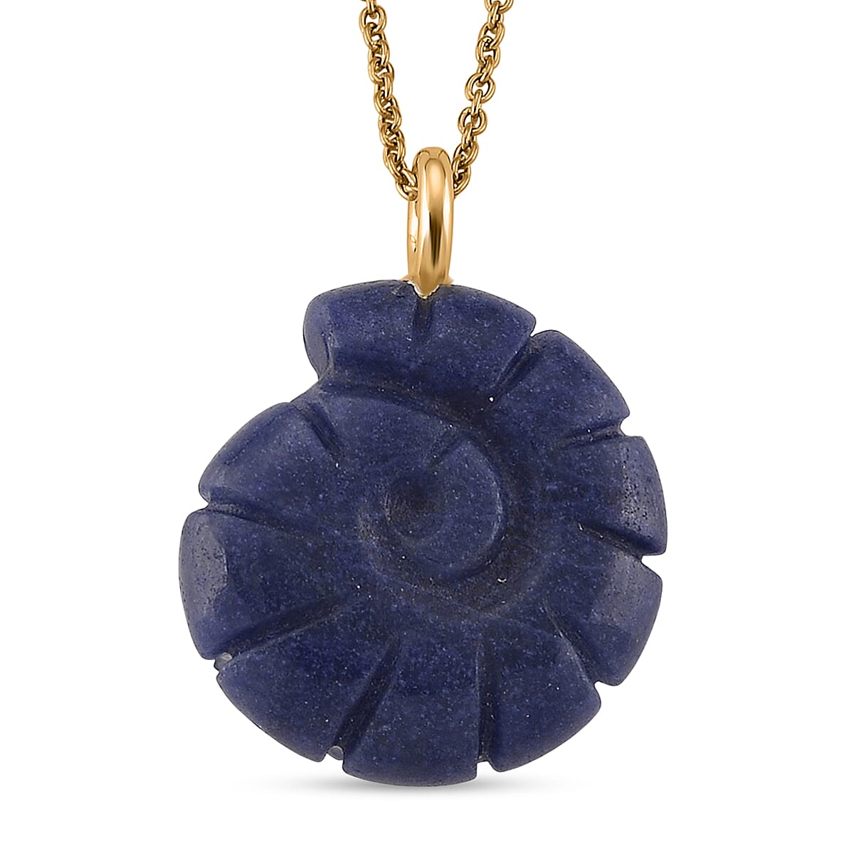 Lapis Lazuli and Austrian Crystal 35.00 ctw Pendant in Goldtone with ION Plated YG Stainless Steel Necklace 20 Inches