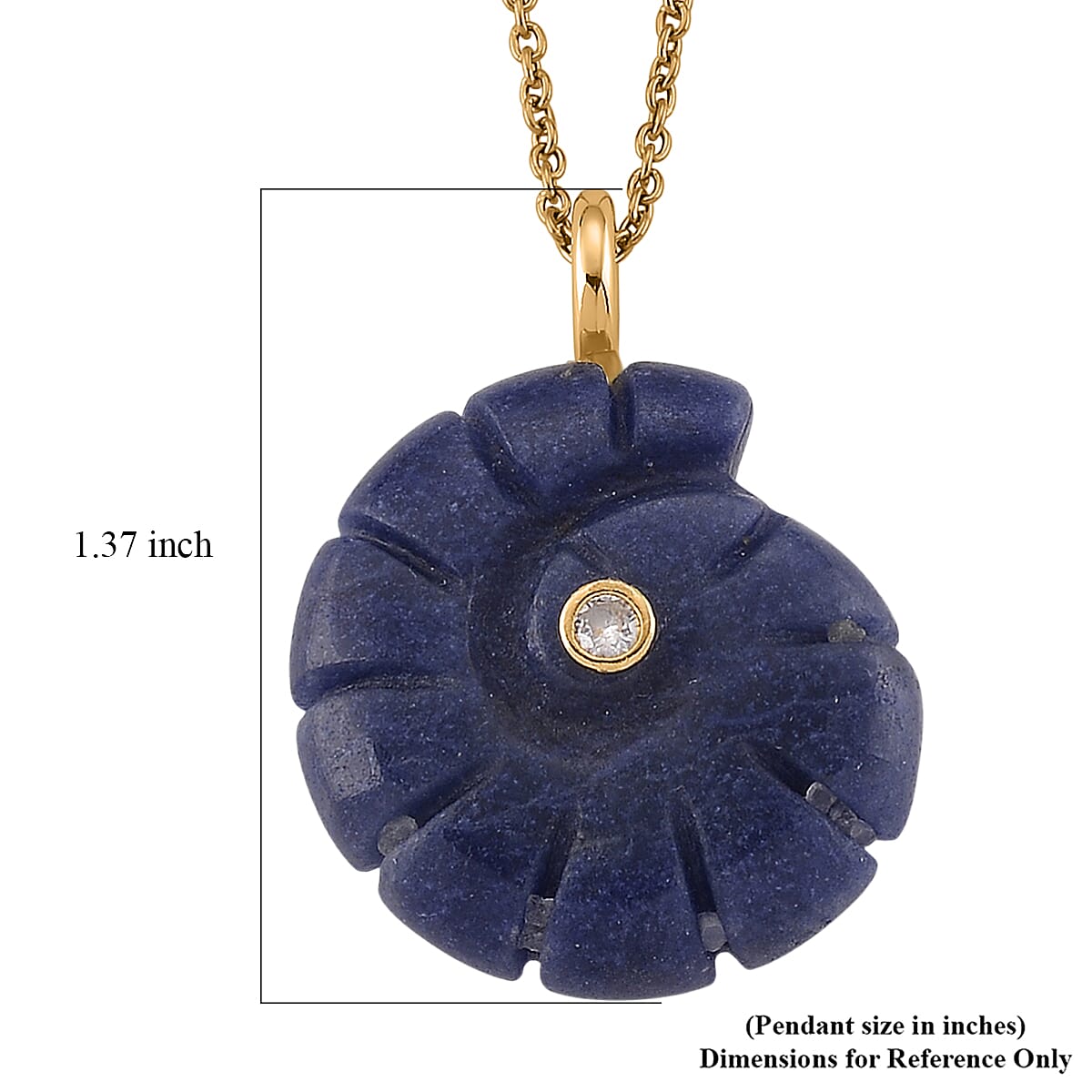 Lapis Lazuli and Austrian Crystal 35.00 ctw Pendant in Goldtone with ION Plated YG Stainless Steel Necklace 20 Inches